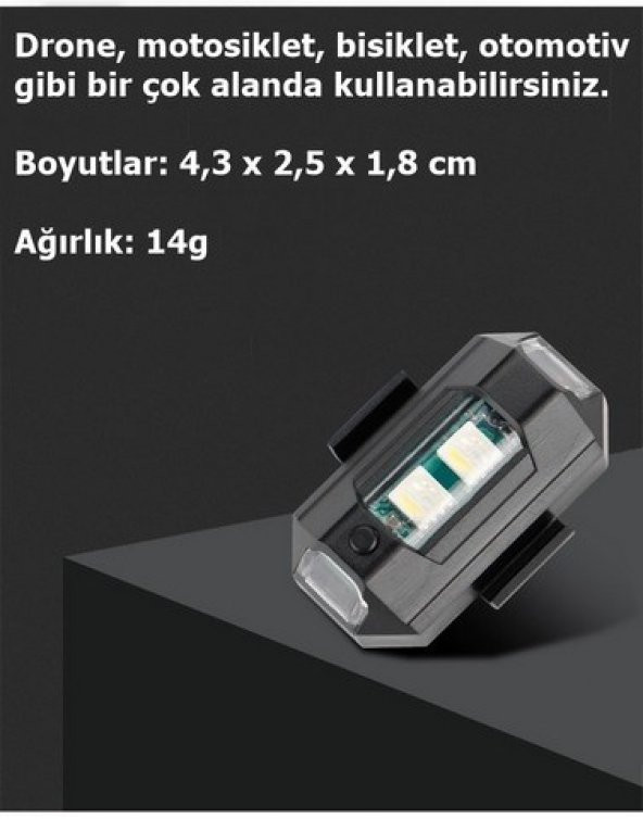 NKT GROUP Rgb Motosiklet Drone Bisiklet Otomotiv Çakar Şarjlı Kablosuz Mini Led - 7 Farklı Renk - 5