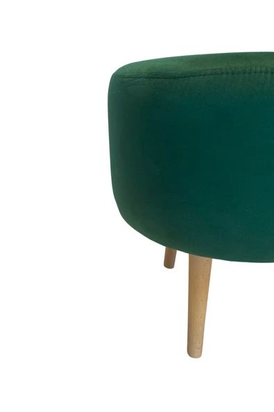 DTM HOME Ahşap Ayaklı Dekoratif Yeşil Puf - 2