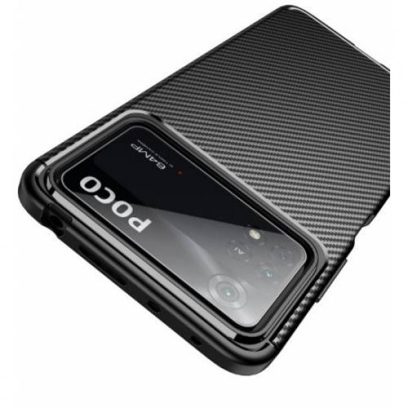 Xiaomi Poco X4 Pro 5G Kılıf Negro Karbon Desen Silikon + Temperli Kırılmaz Cam - 2