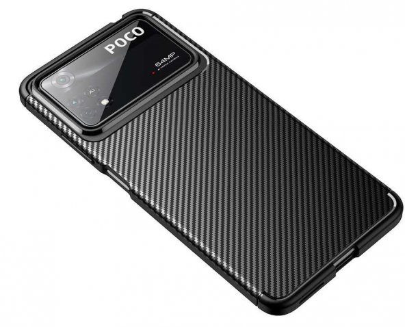 Xiaomi Poco X4 Pro 5G Kılıf Negro Karbon Desen Silikon + Temperli Kırılmaz Cam - 4