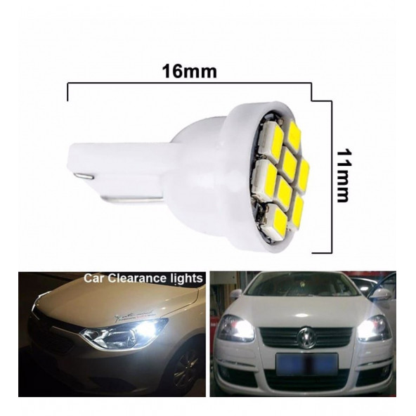 4 Adet 12v T10 Led Fariçi T10 Led Ampul Park Ampulü Beyaz Renk - 2