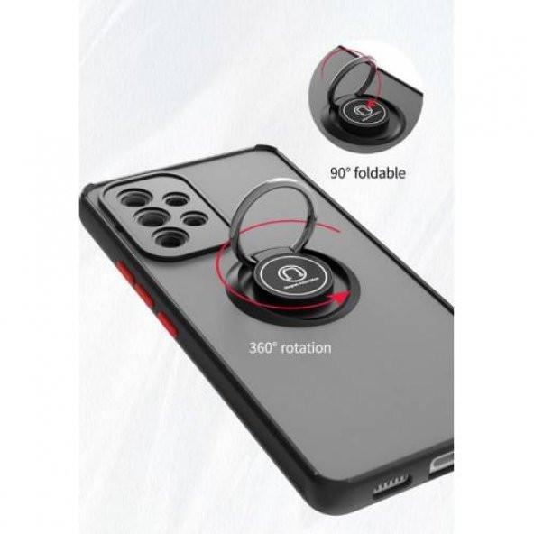 Smody Samsung Galaxy A23 Kılıf Silikon Montreal Yüzüklü Standlı + Temperli Cam - 3