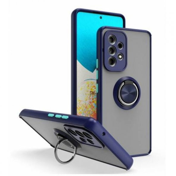 Smody Samsung Galaxy A23 Kılıf Silikon Montreal Yüzüklü Standlı + Temperli Cam - 4