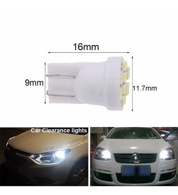 4 ADET BEYAZ RENK - mini DİPSİZ LED AMPUL T10 - HER ARACA UYAR - 3