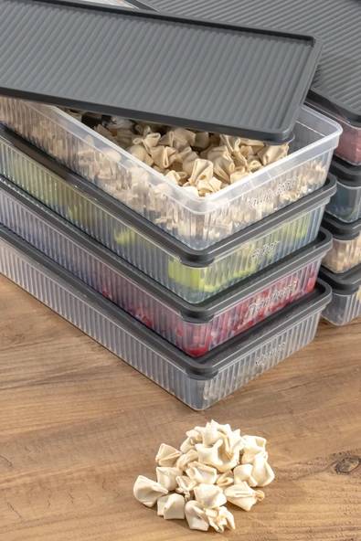 Porsima 1101 12 li Etiketli Dikdörtgen No-Frost Derin Dondurucu Çok Amaçlı Yiyecek Saklama Kabı Seti - 3