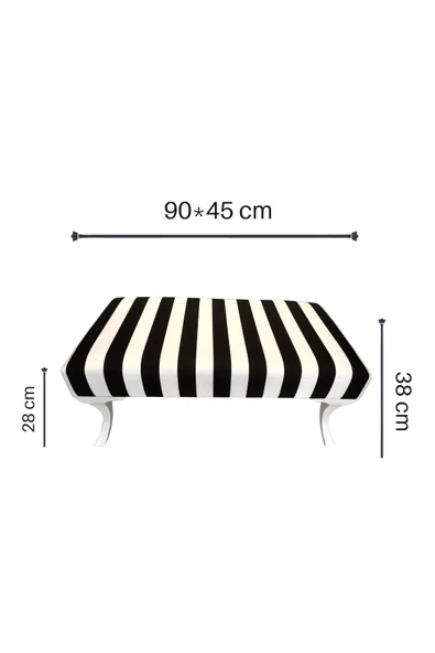 DTM HOME Siyah Beyaz Çizgili Bench Puf - Resim 4