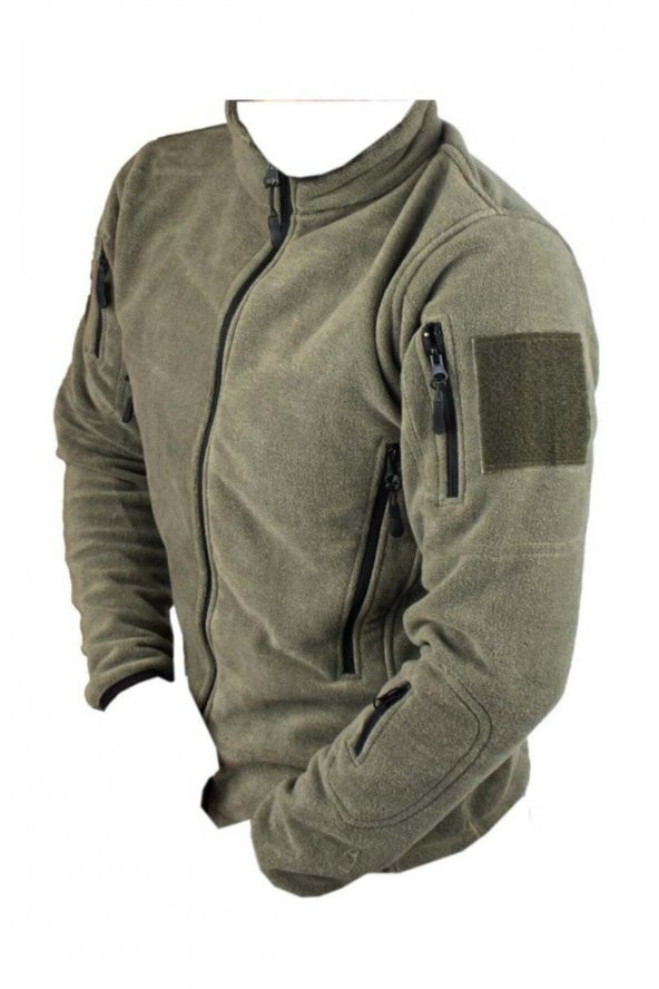 Açık Haki Yeşil 5 Cepli Askeri Taktik Polar Mont Hırka - 2