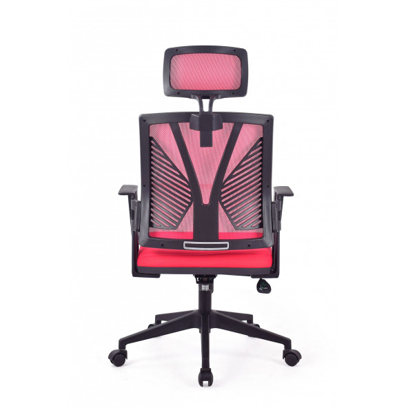 Herkese Mobilya Savona Kırmızı Fileli Pls Makam Koltuğu Ofis Koltuğu - 2