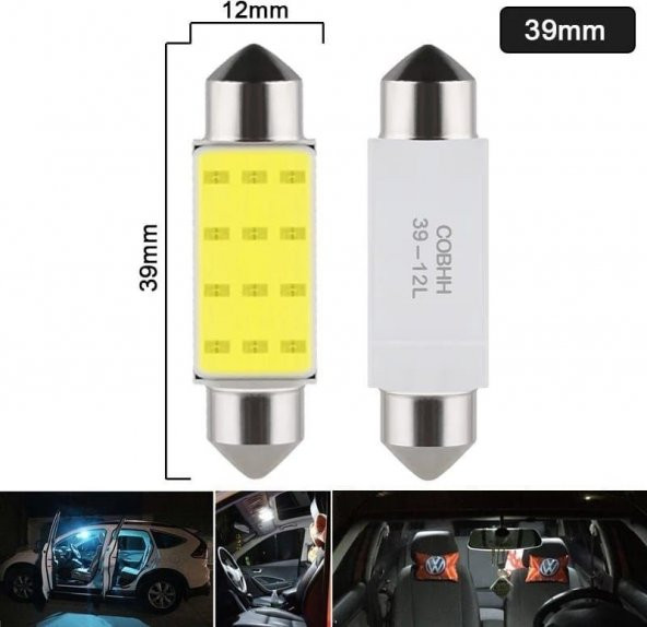 Balp Sofit Led Aydınlatma Tavan Plaka Oto Iç Aydınlatma Süper Güçlü Beyaz Işık 39 Mm 10lu - 2