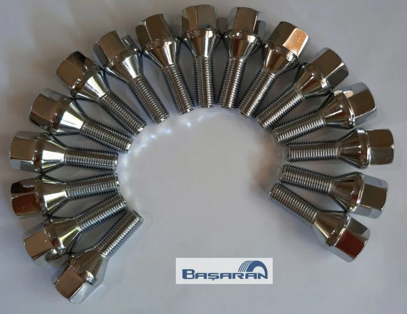 Bijon Takımı Krom Kaplı M12 x 1.25  Aa=17 MM Diş=28 Boy=56 MM Takım 16 Adet ürün görseli