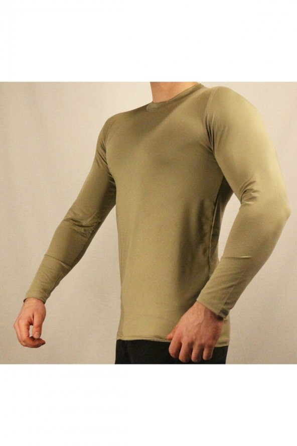 Microfiber Termal Tişört Uzun Kol Bej