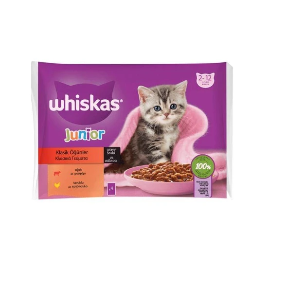 Whiskas Pouch Yavru Etli Seçenekler (4lü paket) 85 G ürün görseli