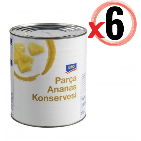 Aro Parçalı Ananas Konservesi 850 ml × 6 Adet