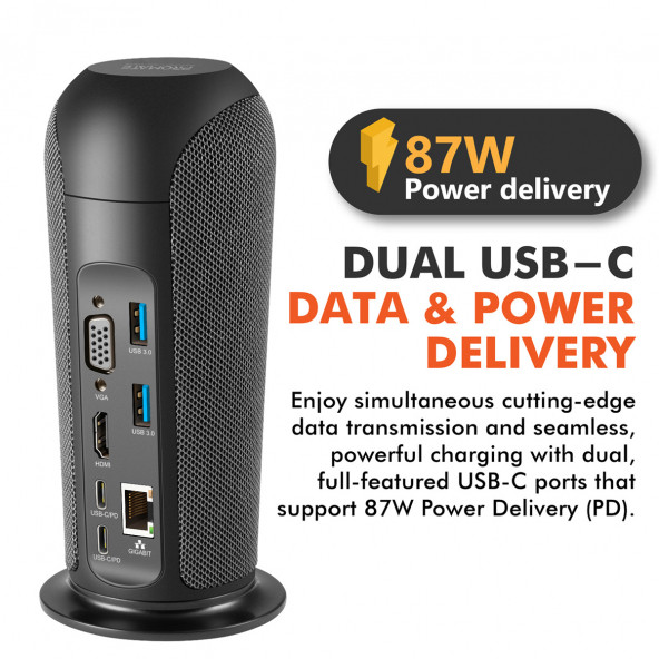 Promate AlphaHub USB Hub İstasyon + 5 Watt Bluetooth Hoparlör Type-c 87w 1gbps, Aux 3 Usb Sd/micro Sd 4k Hdmı, Vga - 3