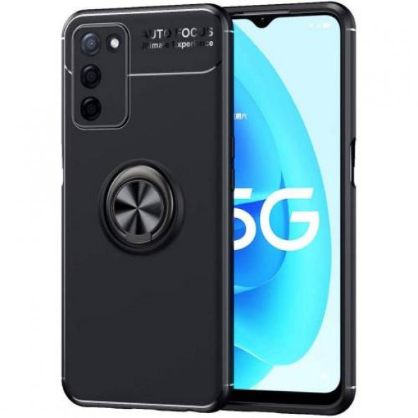 Oppo A55 5G Kılıf Kamera Korumalı Ravel Stand Silikon +Kırılmaz Cam - 5