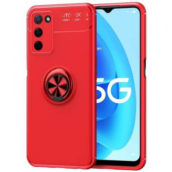 Oppo A55 5G Kılıf Kamera Korumalı Ravel Stand Silikon +Kırılmaz Cam - 6