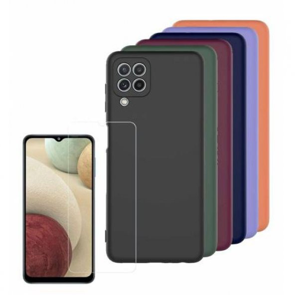 Samsung Galaxy A22 Kılıf Silikon Lansman İçi Kadife+ Cam Ekran Koruyucu ürün görseli