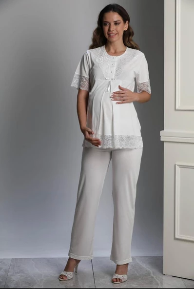 BirolGaye 2110 Hamile Lohusa 3 Lü Pijama Sabahlık Tk - 4
