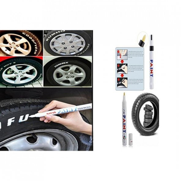 Oto Lastik Yazı Kalemi Beyaz Araç Lastik Yazma Boyama Kalemi