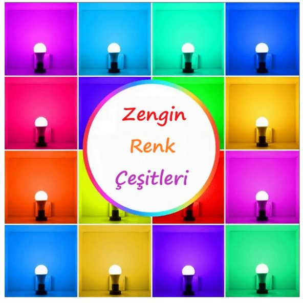 Renk Değiştiren Uzaktan Kumandalı Gece Lambası 16 Renk Devamlı Beyaz Işık Özellik + Duy Hediyeli - 3