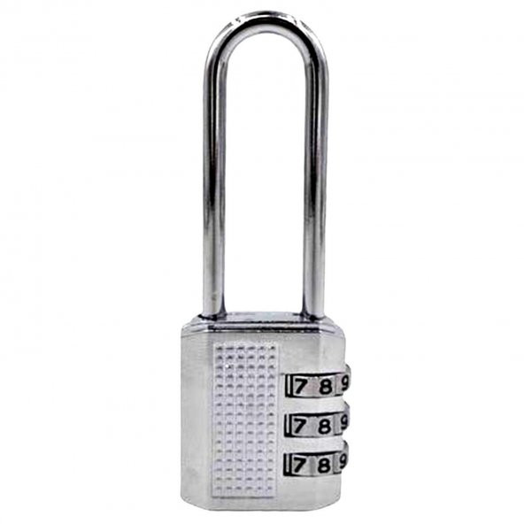 Şifreli Asma Kilit 38mm Uzun Dolap Çekmece Çanta Kilidi Asker Okul Kilit Gümüş Renk 9.5 Cm Uzunluk