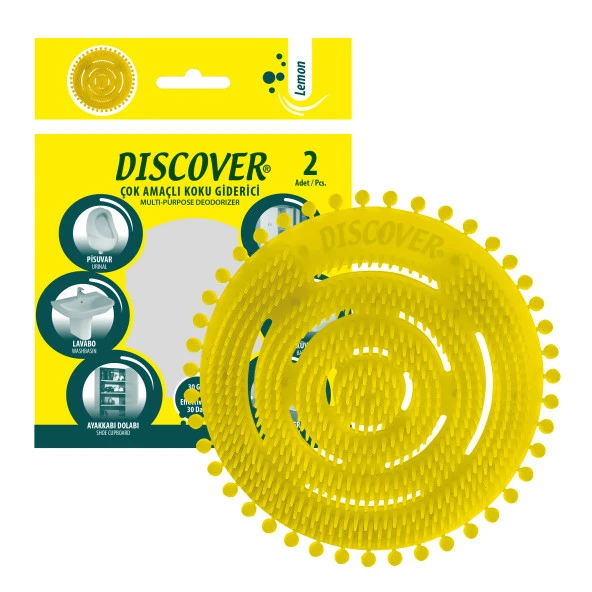 Discover Çok Amaçlı Koku Giderici - Pisuvar Disk - 2'li Paket - Lemon