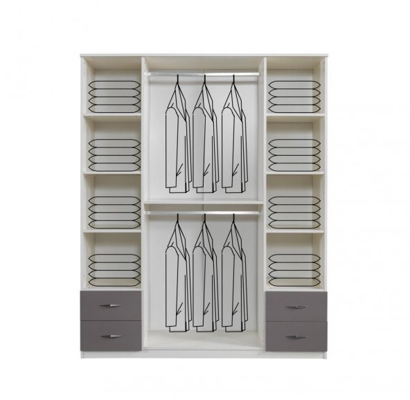 Bella 4 Kapılı Gardırop Aynalı Çekmeceli 170x55x210 - 3