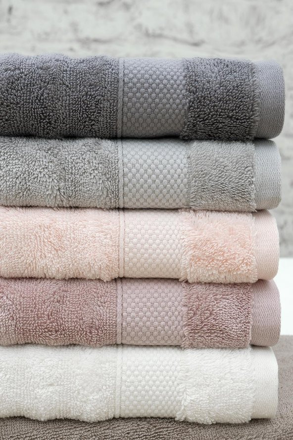 6lı 40x60 Renkli Pirinç Desen Bordürlü Havlu Seti - 2