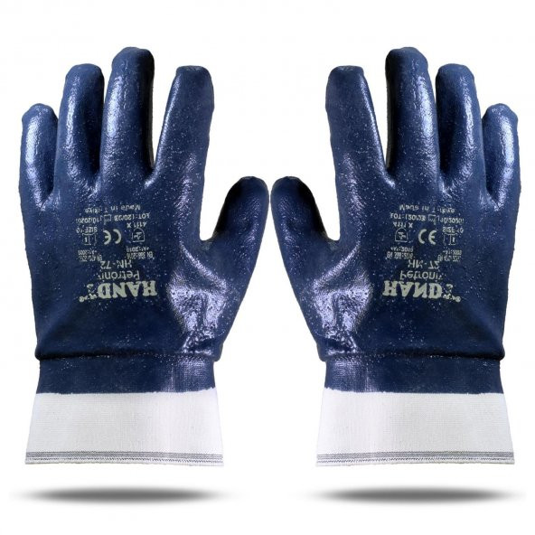 Handy HN-72 Nitril Kaplı Petrolcü İş Eldiveni İnşaat Eldiven XL - 5