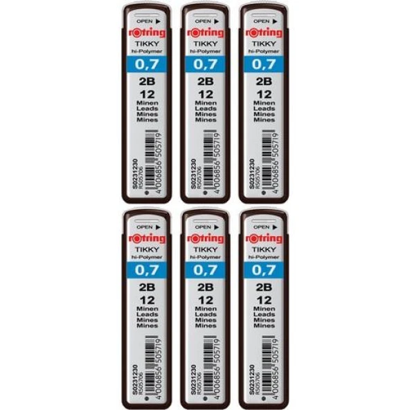 Rotring Hi Polymer 2B Kalem Ucu 0.7 (S0231230) 6 lı Paket