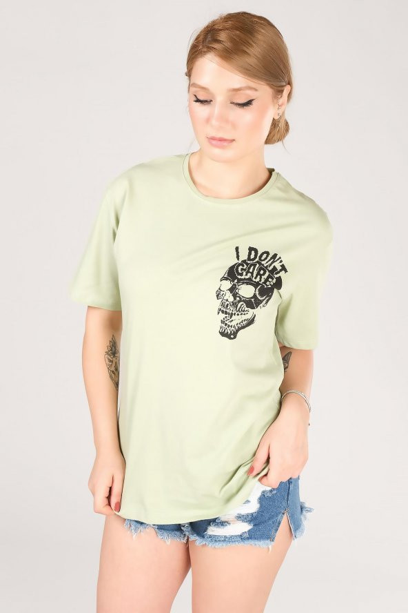 Kadın Baskılı T-Shirt Çağla - 4