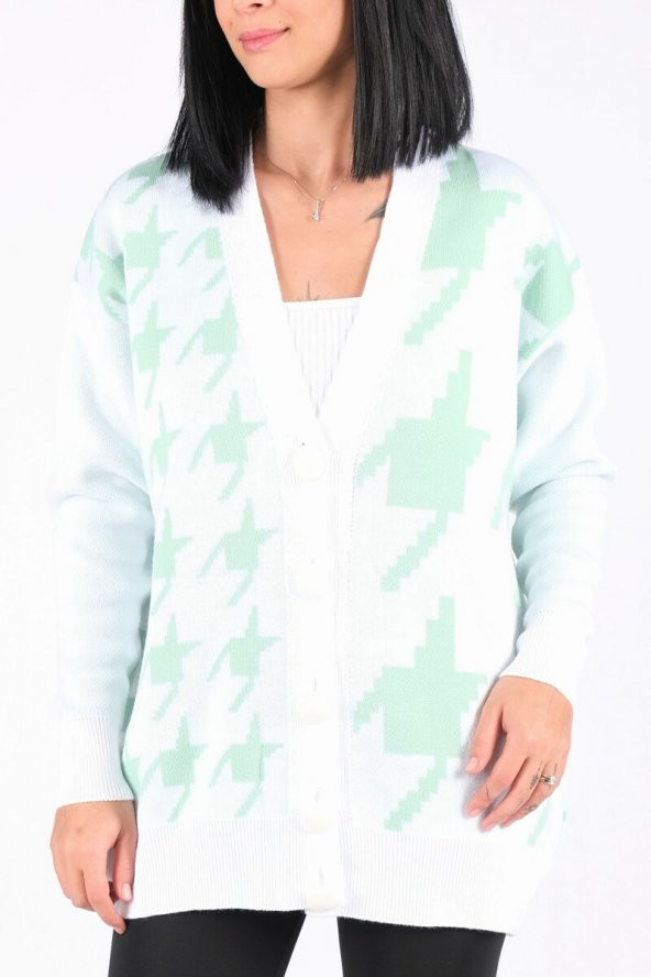 Kadın Düğmeli Hırka Ekru - 4