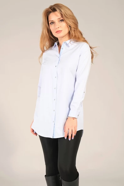 Kadın Tunik Gömlek Açık Mavi - 2