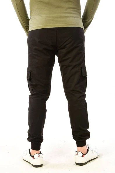 Erkek Kargo Cep Eşofman Altı Siyah - 3