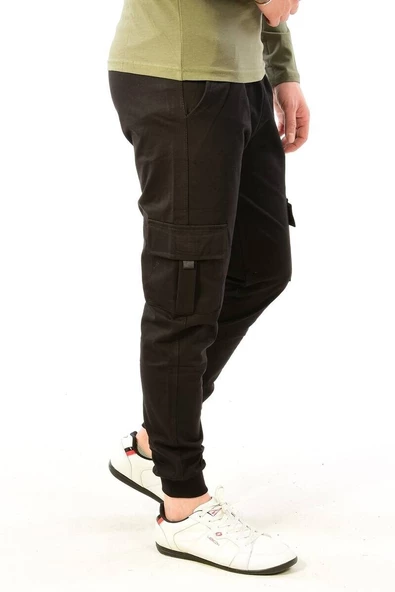 Erkek Kargo Cep Eşofman Altı Siyah - 2