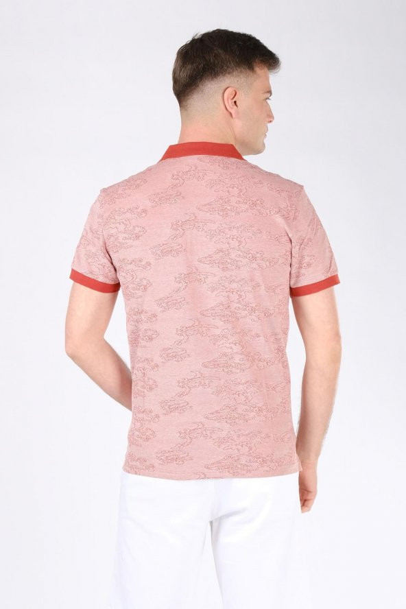 Erkek Fermuarlı Polo Yaka T-Shirt Kiremit - 3