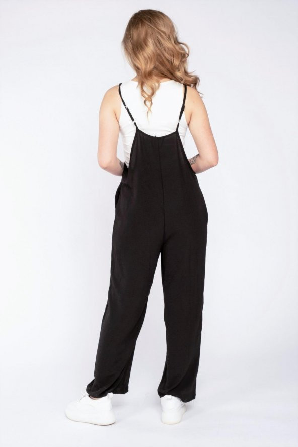 Kadın Askılı Tulum Siyah - 4