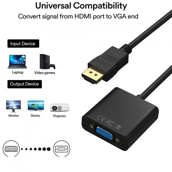 PrimeX PX-1240S Dijital HDMI to VGA 30cm Görüntü Çevirici Aparat  Siyah - 4