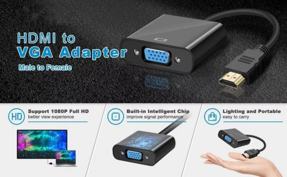 PrimeX PX-1240S Dijital HDMI to VGA 30cm Görüntü Çevirici Aparat  Siyah - 6
