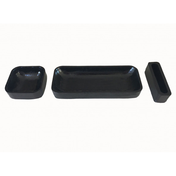 Masif Ahşap Kalemlik, Kartvizitlik, Ataş'lık, Masaüstü Organizer Set - 3