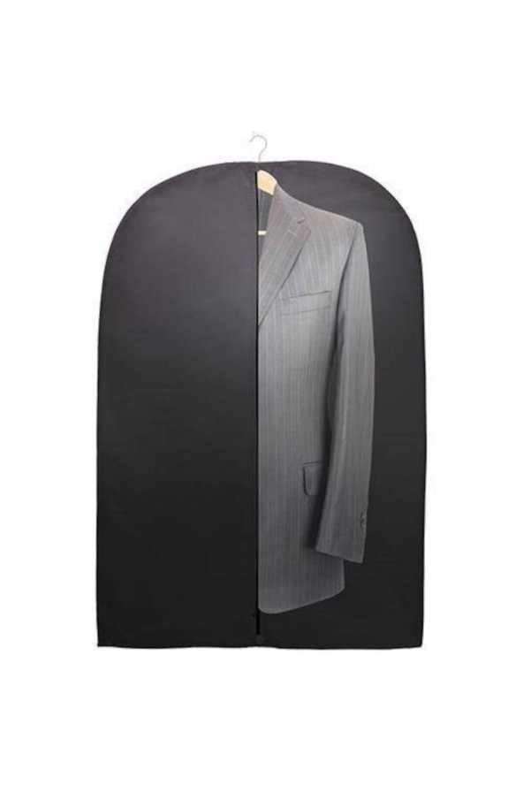Siyah 5 Adet Fermuarlı Ceket Elbise Takım Elbise Kılıfı Koruyucu Giysi Saklama Çantası