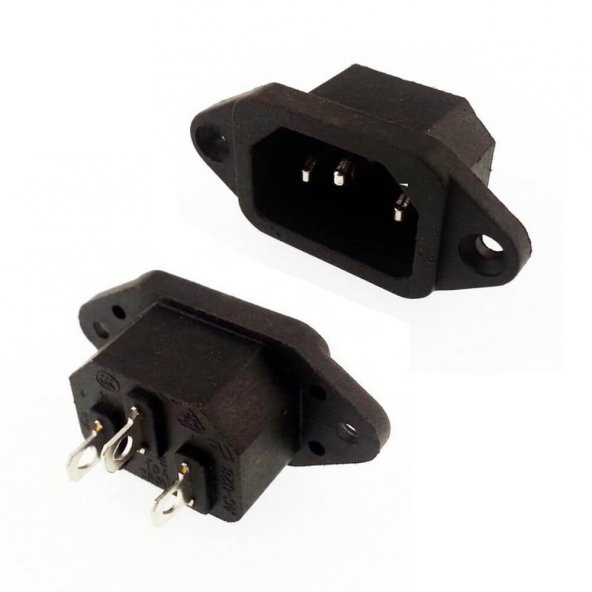 IC-212 C14 Power Soket Erkek Kulaklı 220V Lehim Tip - 5 Adet - Resim 4