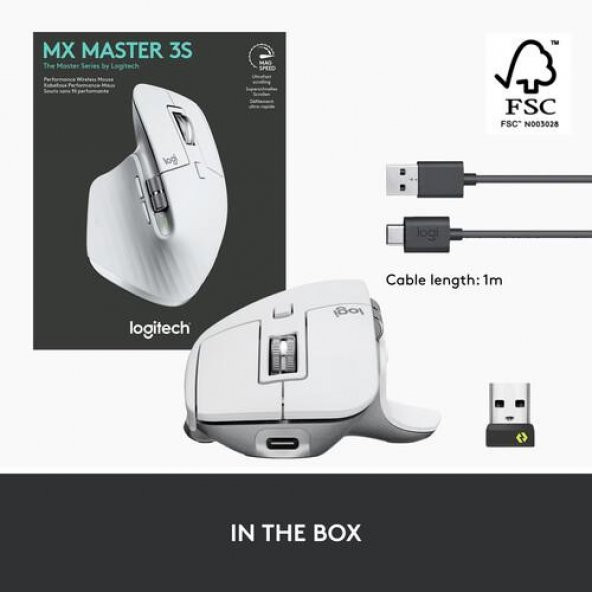 Logitech Mx Master 3S Kablosuz Mouse - Beyaz - 8