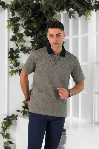 NEHİR by Faruk Ülker Polo Yaka Cepli Desenli Merserize Süperfine Cotton Erkek T-Shirt - Resim 7