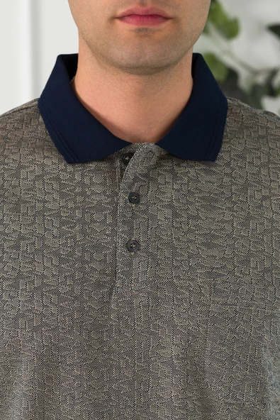 NEHİR by Faruk Ülker Polo Yaka Cepli Desenli Merserize Süperfine Cotton Erkek T-Shirt - Resim 11