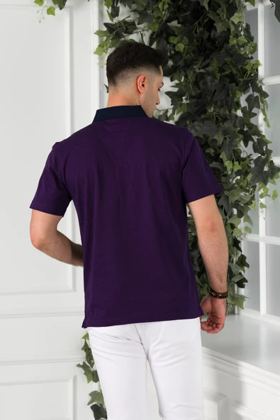 NEHİR by Faruk Ülker Polo Yaka Cepli Desenli Merserize Süperfine Cotton Erkek T-Shirt - Resim 4