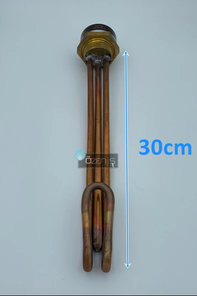 1-1/4'' Meşale Çay Kazanı Rezistansı Kıvrık Bakır 2000W  Kapak İstemiyorum İnce Diş Termostatlı