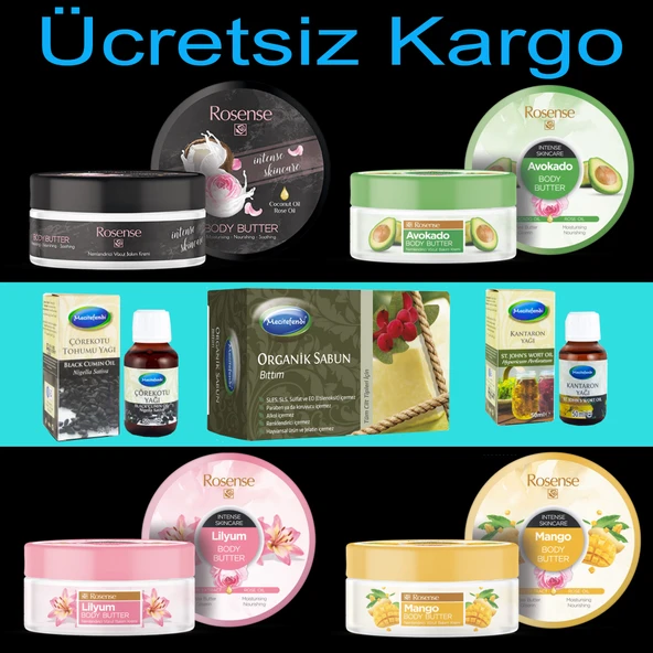 Rosense Body Butter Gül-Avokado-Mango-Lillyum 4 adet set