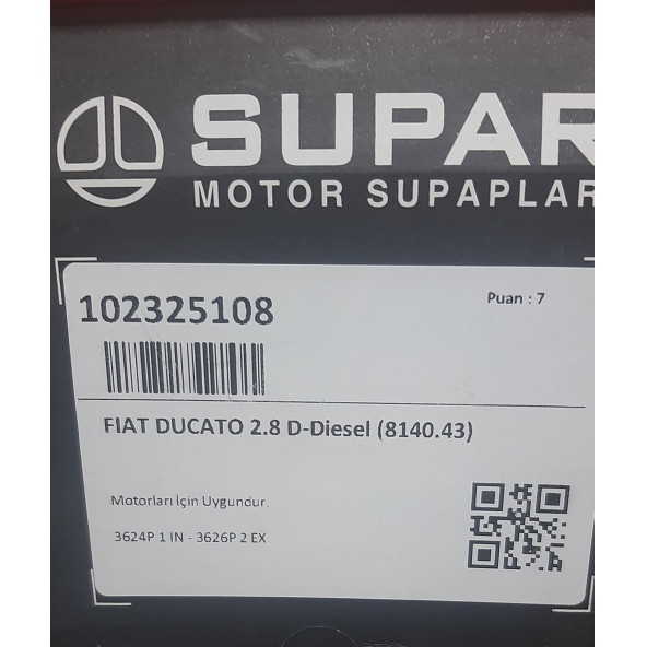 102325108 SUPAR Subap Takimi (Fiat: Ducato-Master-Boxer 2.8D 8V) (In-Ex 4+4) (WN791379)