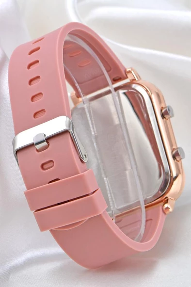 Genç Kız Kadın Saat Pembe Kordon Rose Kasa Led Dijital Ekran ST-304103 - 3